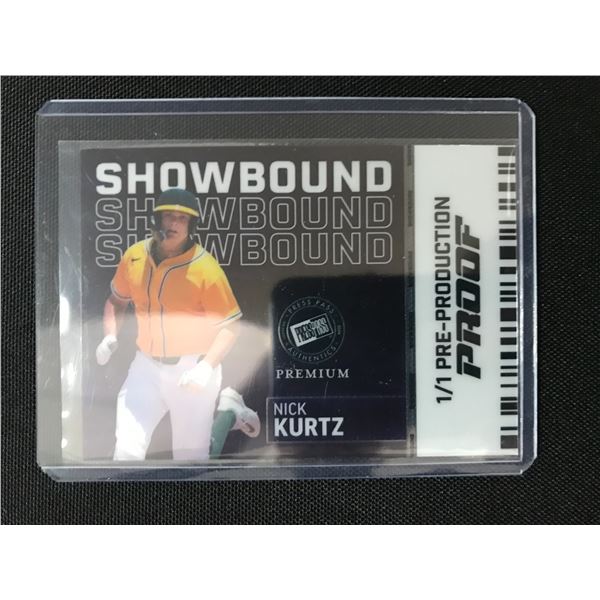 PRESS PASS PREMIUM NICK KURTZ 1/1 PRE PRODUCTION PROOF TRADING CARD