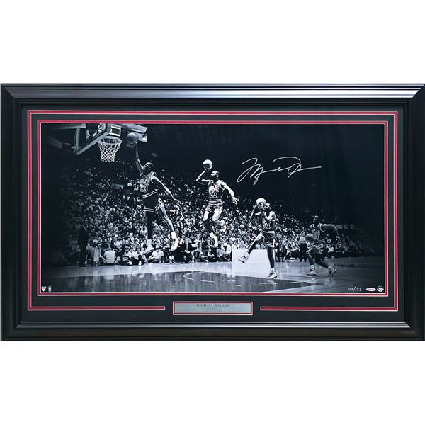 Michael Jordan Autographed Framed 18x36 'We Have Lift Off' Photo Chicago Bulls