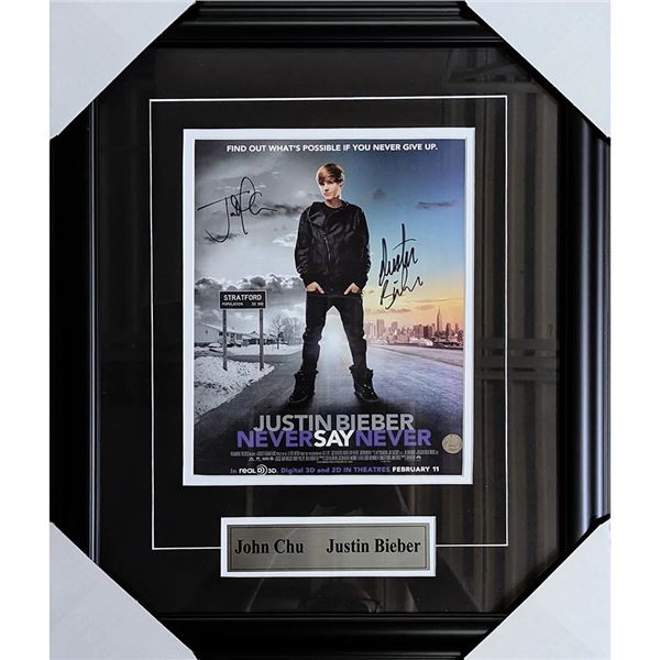 Justin Bieber/John Chu Framed Autographed "Never Say Never" 9X11 Poster FROZEN POND
