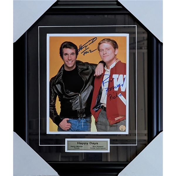 Henry Winkler/Ron Howard Framed Autographed  Happy Days  8X10 Photo FROZEN POND