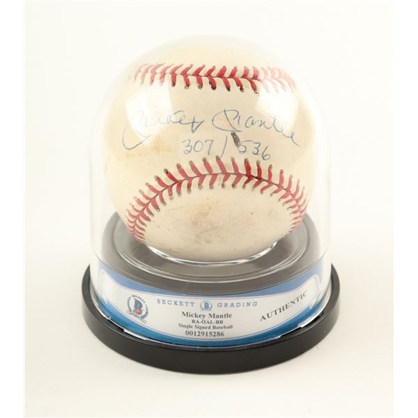 MICKEY MANTLE SIGNED BASEBALL 307/536 BECKETT COA