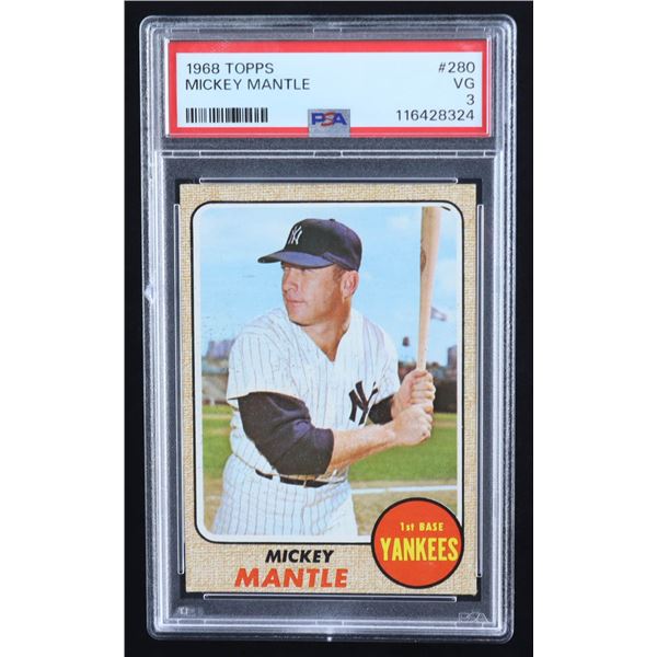 1968 TOPPS MICKEY MANTLE TRADING CARD PSA GRADE 3
