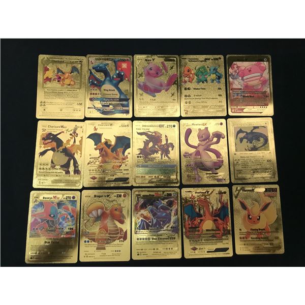 LOT OF 15 GOLD POKEMON CARDS