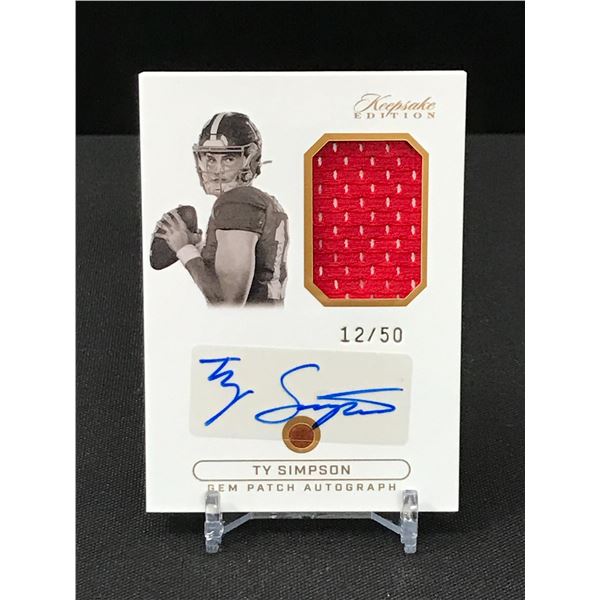 TY SIMPSON GEM PATCH SIGNED CARD 12/50