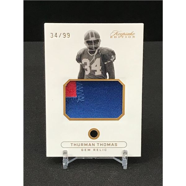 THURMAN THOMAS GEM PATCH RELIC TRADING CARD 34/99