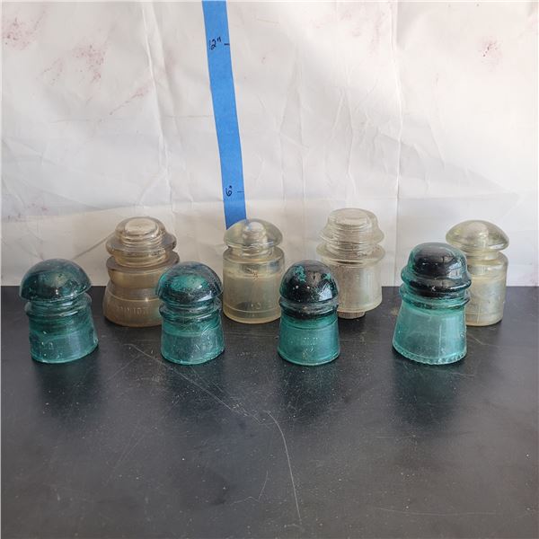 Lot of 8 Various Glass Insulators
