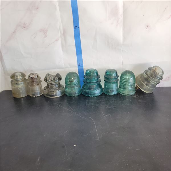 Lot of 8 Various Glass Insulators