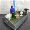 Image 5 : Wooden Serving Tray with Various Glassware, Bottles Etc