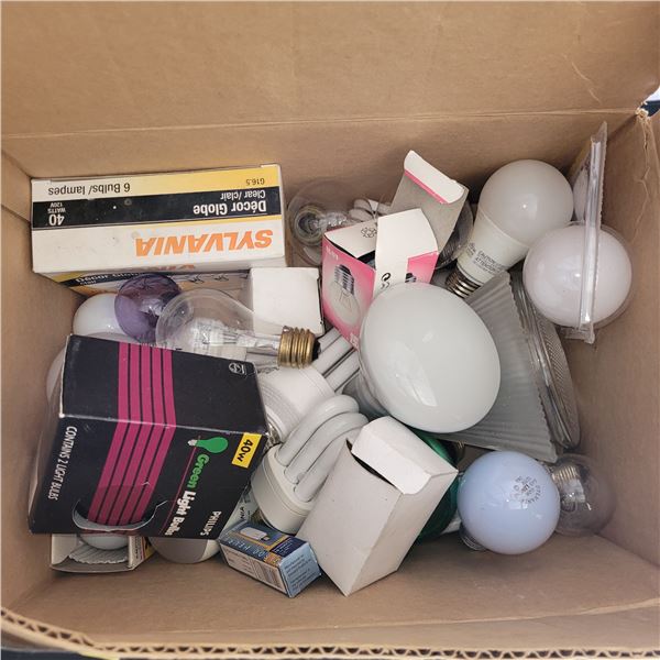 Box of Various Lightbulbs