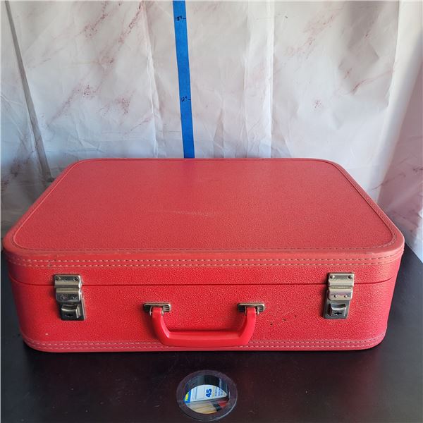 Vintage Red Travel Suitcase - 1960s 1970s