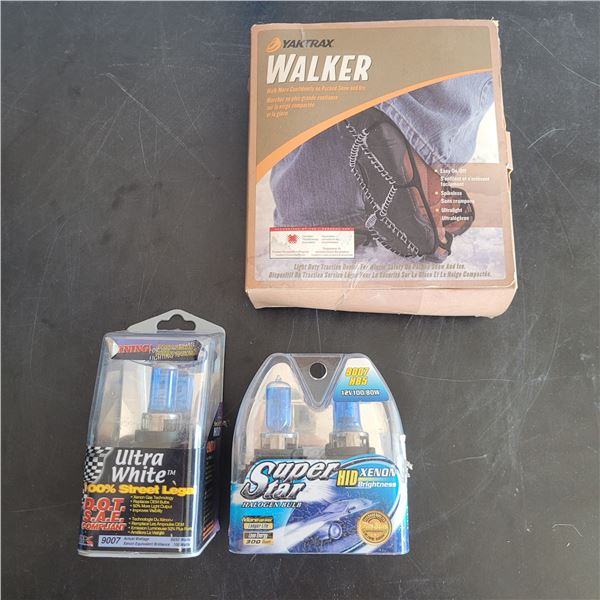 Lot of 3 5007 Ultra Bright Vehicle Lightbulbs + Winter Shoe Cleats