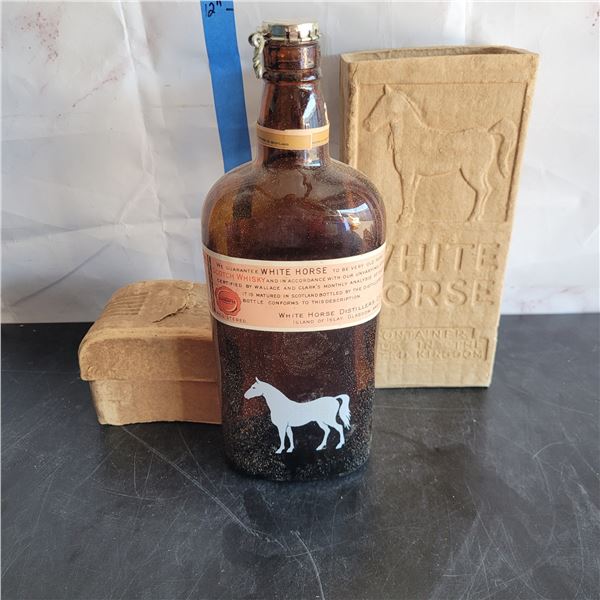 Alcohol Collectors Lot - Vintage White Horse Bottle with Original Packaging