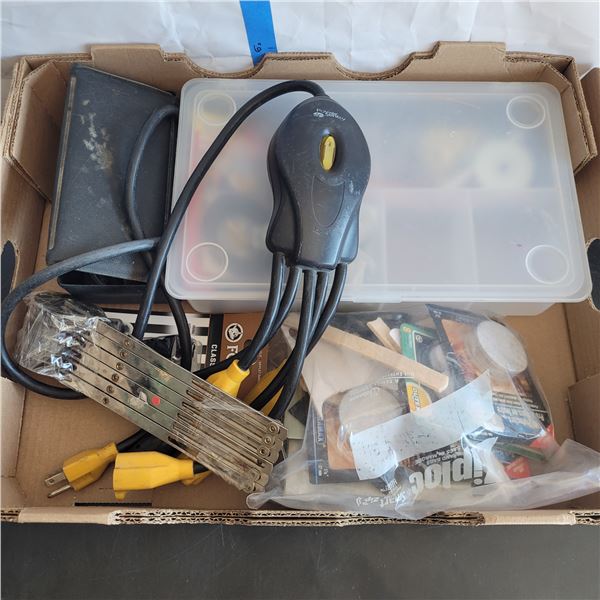 Mixed Estate hardware Lot - Outdoor Multi Outlet Extension Cord, Felt Protectors, Wheel +