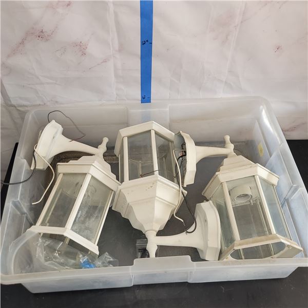 Lot of 3 White Outdoor Entrance Lights - Considerably Clean