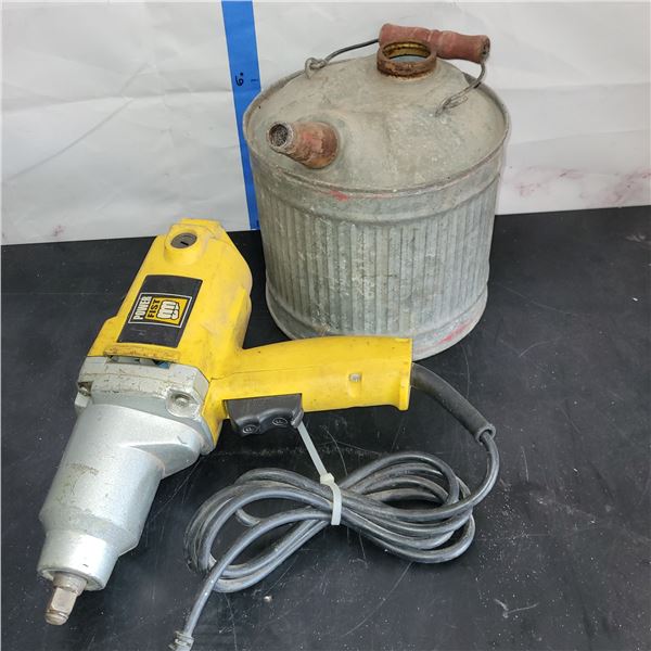 Power Fist 1/2 Inch Impact Wrench + Vintage Gas Can