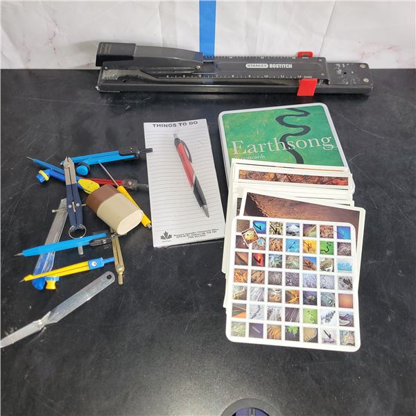 Good Stationary Lot - Earthsong Postcards, Long Stapler +