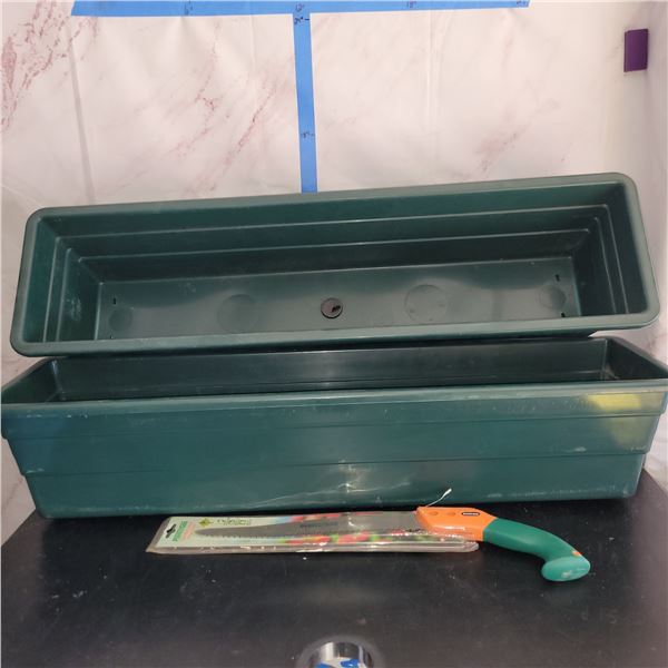 Lot of 2 Good Quality Window planters + Hand Pruning Saw 10"