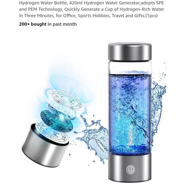 Hydrogen Water Bottle with Generator, 420ml SPE and PEM Technology