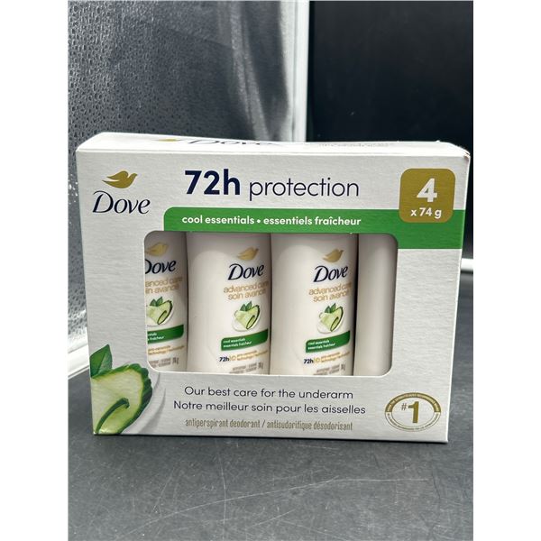 Dove Advanced Care Antiperspirant 72H Protection, Cool Essentials, 4 x 74g