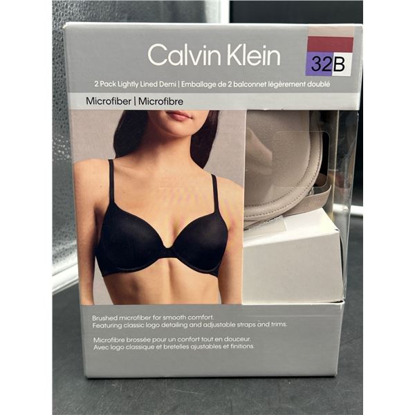 Calvin Klein 2 Pack Lightly Lined Demi Microfiber Bras, Size 32B