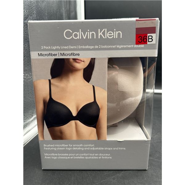 Calvin Klein 2 Pack Lightly Lined Demi Bras, Size 36B, Microfiber