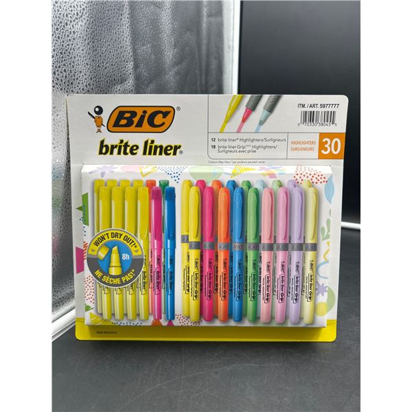 BIC Brite Liner Highlighter Set, 30-Count Assorted Colors