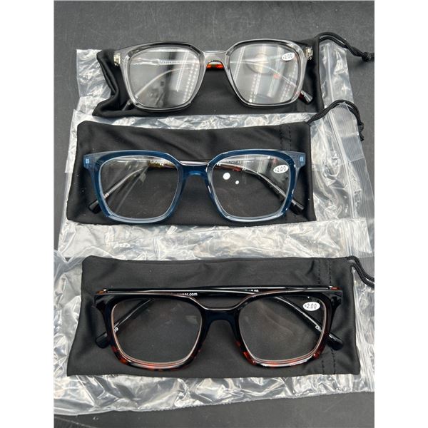 3 Pairs of Eyeglass Frames +2.00
