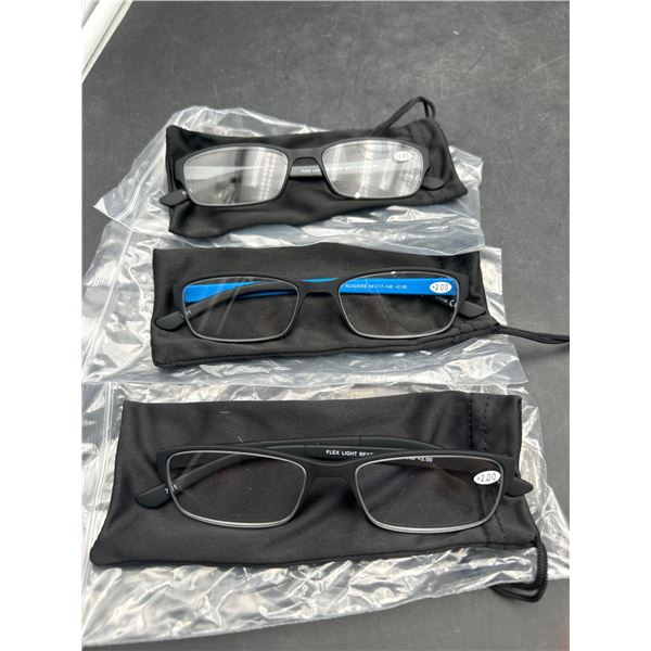 3 Pairs of Eyeglass Frames +2.00