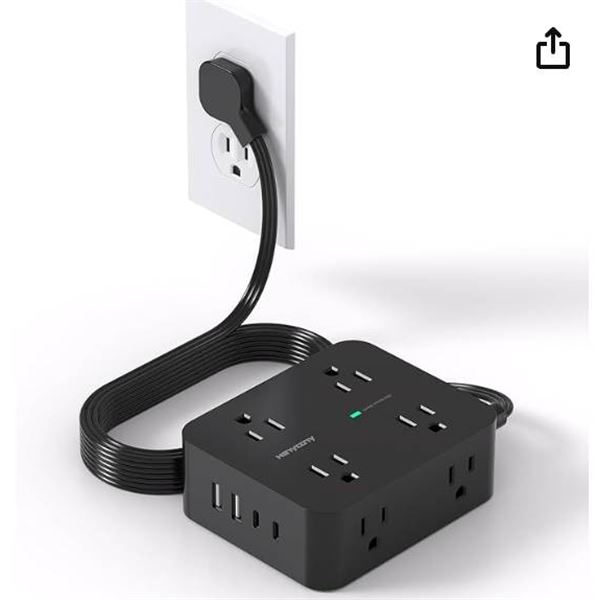 Amerisense Power Strip with 5FT Cord, Model AS-PS18W-5FT-BL