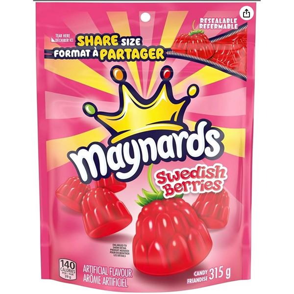 Maynards Swedish Berries 3-Pack 315g Each, Share Size Format