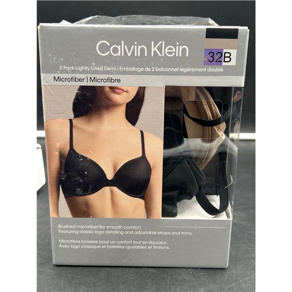Calvin Klein 2-Pack Lightly Lined Demi Bras Size 32B Microfiber