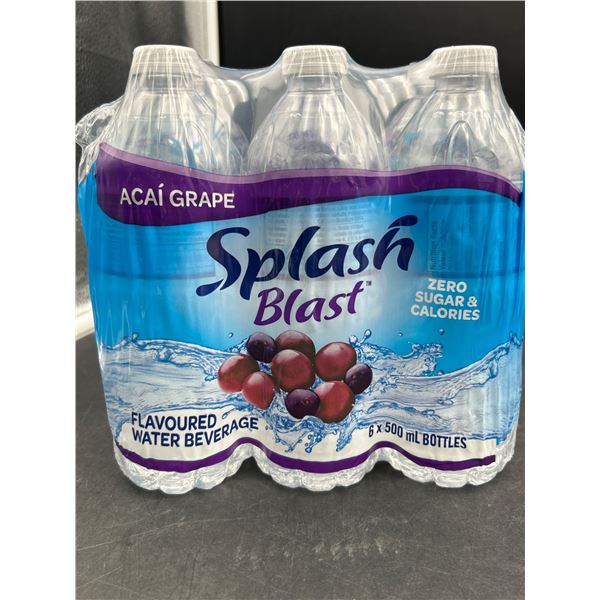Splash Blast Acai Grape Flavoured Water Beverage, 6 x 500 mL Bottles