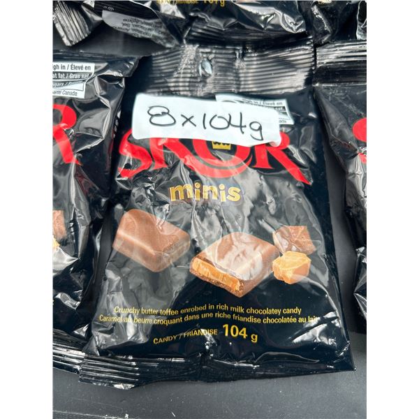 Lot of 8 Skor Minis Chocolate Bags, 104g Each