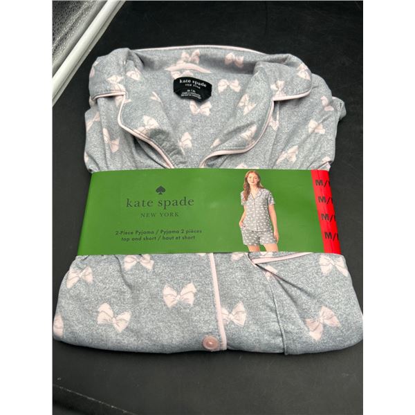 Kate Spade New York 2-Piece Women’s Pyjama Set, Grey with Pink Bow Design