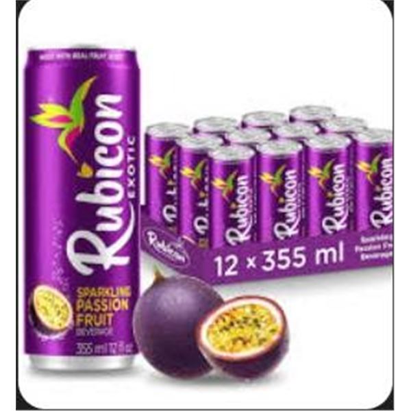 Rubicon Exotic Sparkling Passion Fruit Beverage 12 Cans 355ml Each