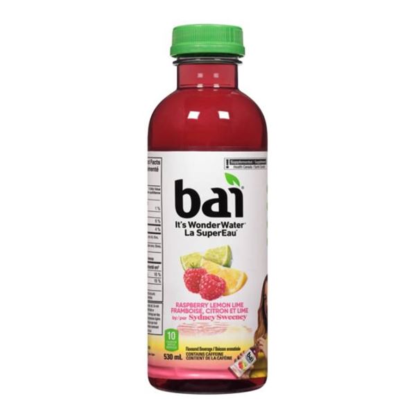 Bai WonderWater Raspberry Lemon Lime, 530 mL Bottles, Case of 12