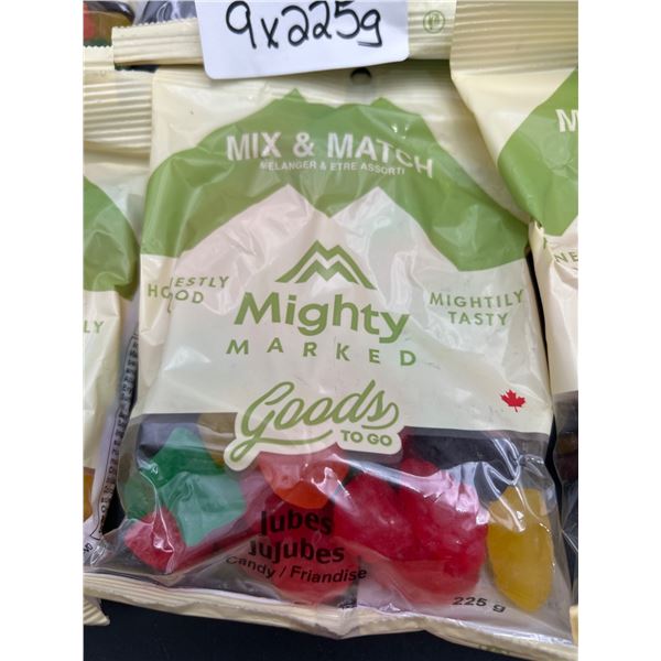 Lot of 9 Mighty Marked Goods To Go Candy Jubes, 225 g Each