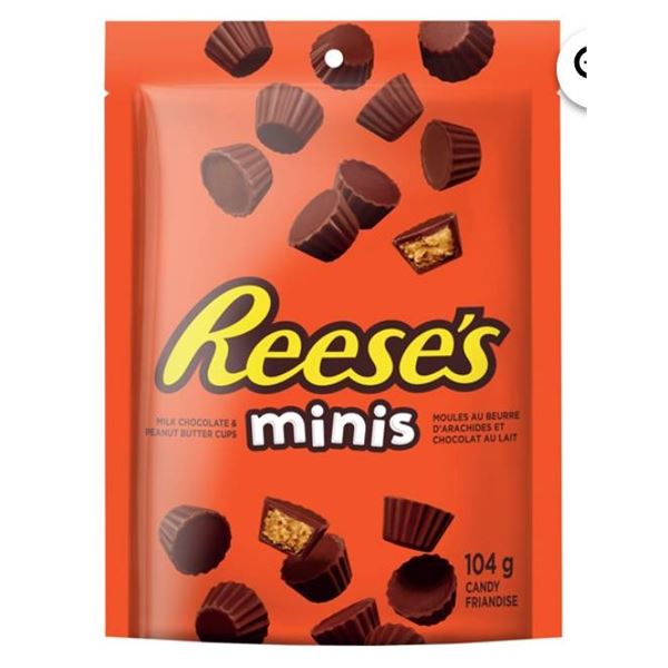 Lot o 8 Reese’s Minis Chocolate Candy Bags, 104 g Each