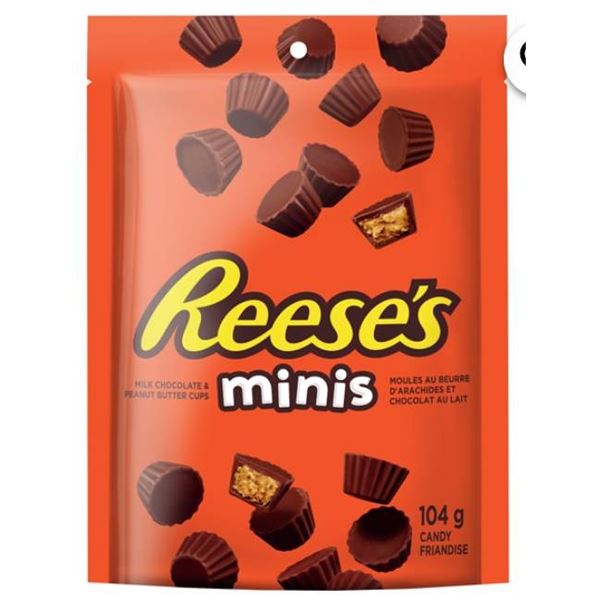 Lot o 8 Reese’s Minis Chocolate Candy Bags, 104 g Each