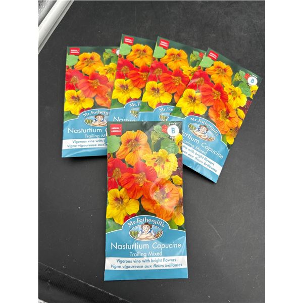 Mr. Fothergill’s Nasturtium Capucine Trailing Mixed Seeds, Bright Flowers Lot of 5