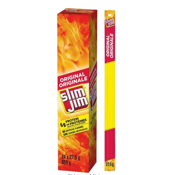 Slim Jim Spicy Sausage Snack, 24 Sticks, 27.5g Each, 659g Total