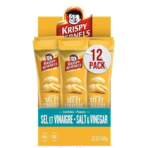 Krispy Kernel | Salt & Vinegar Peanuts, Perfect Snacks On The Go (12 x 60g)