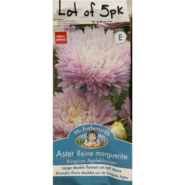 Lot of 5 Packs –  Mr. Fothergill’s Aster Reine Marguerite Kingsize Appleblossom Fl