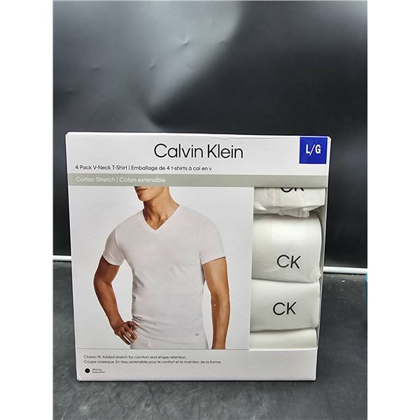 Calvin Klein Men’s Cotton Stretch V-Neck T-Shirt 4-Pack, Size L/G