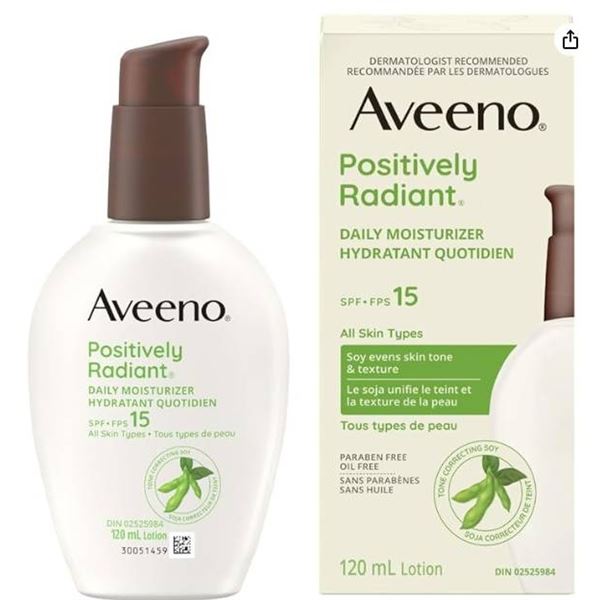 Aveeno Positively Radiant Daily Moisturizer SPF 15 Lotion – 120 mL