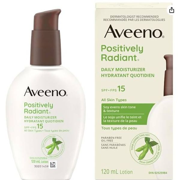 Aveeno Positively Radiant Daily Moisturizer SPF 15 Lotion – 120 mL