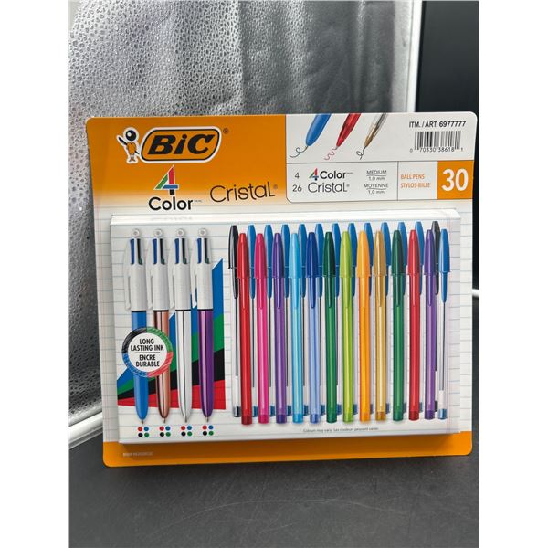 BIC Cristal Ballpoint Pens, 4-Color Variety, 30-Count