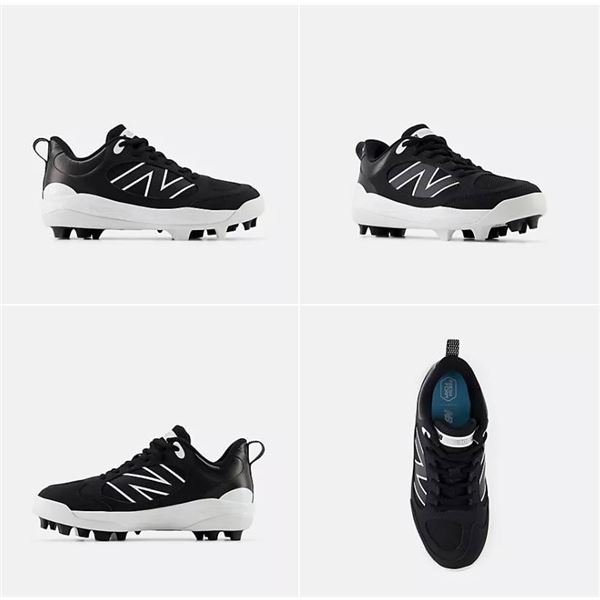 New Balance J3000BK7 Baseball Cleats, US Kids Size 2.5, Black/White