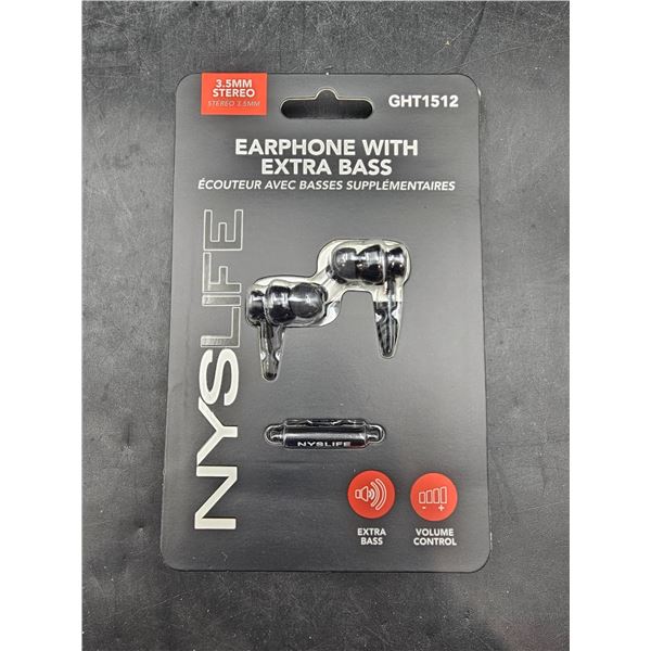 NYSLife GHT1512 Earphones With Extra Bass, 3.5mm Stereo Jack