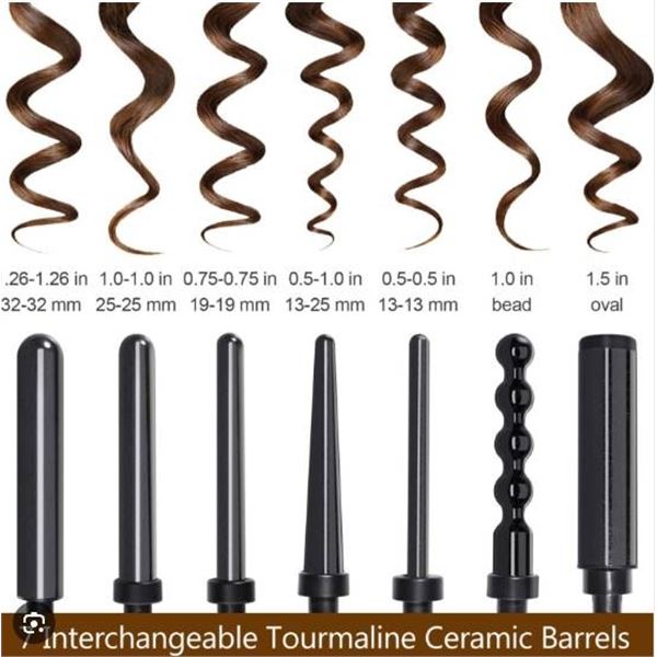 PARWIN PRO 7 in 1 Curling Iron Wand Set with 7 Interchangeable Diamond Tourmalin